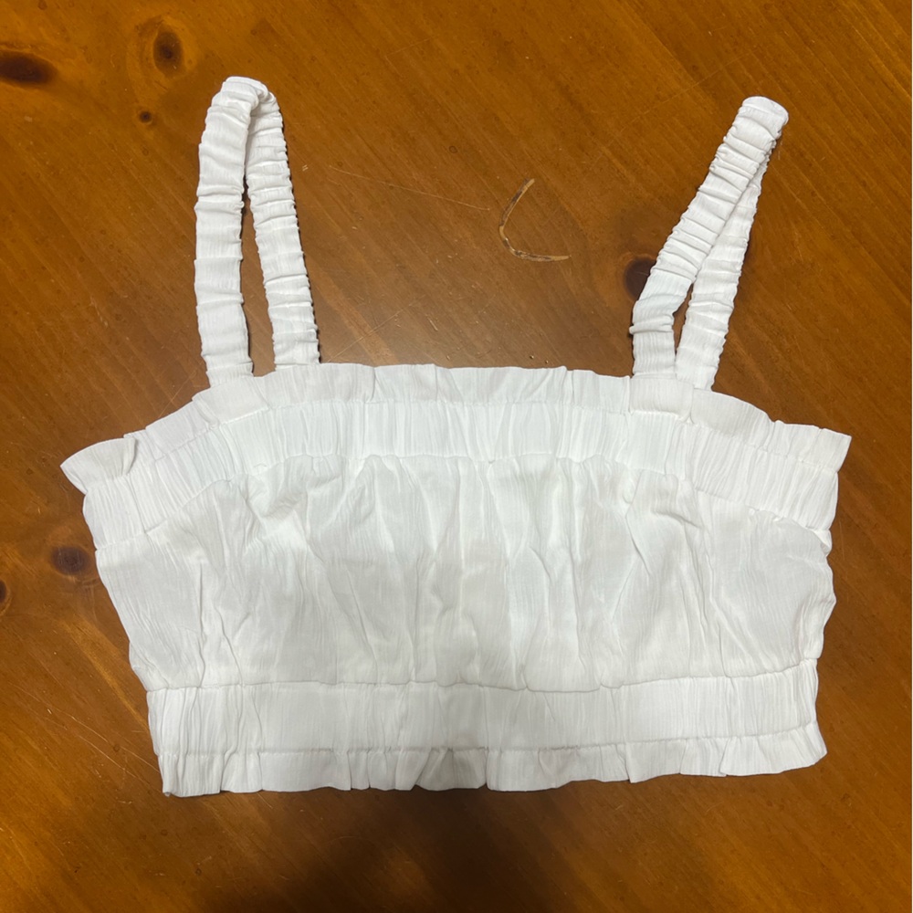 H&M White Ruched Top